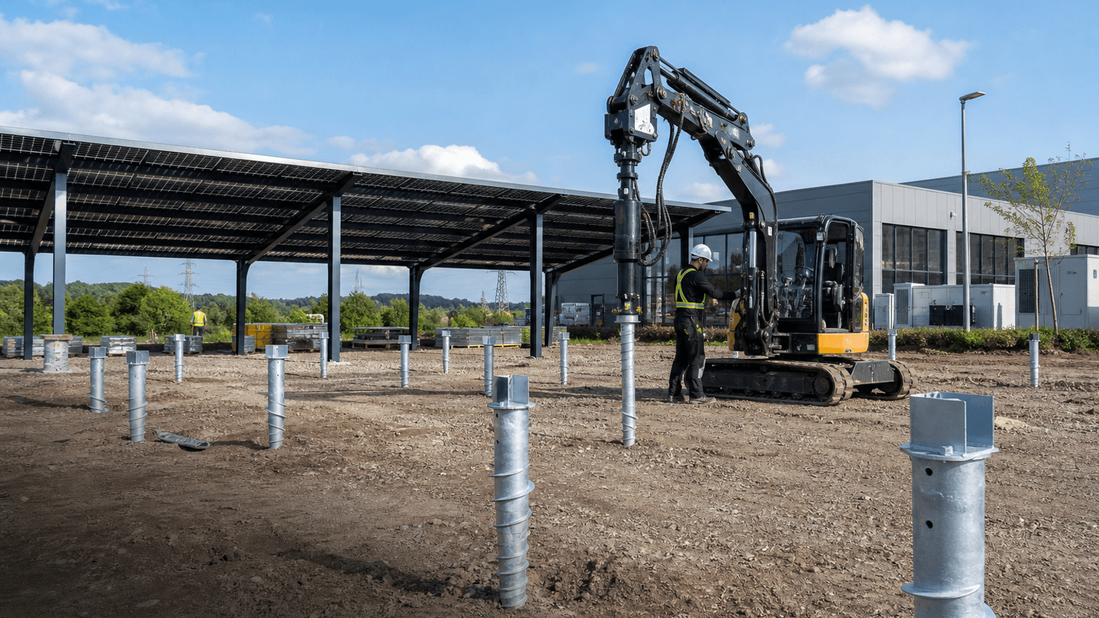Illustratives Schraubfundament für eine Carportkonstruktion.